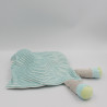 Doudou plat mouton gris rayé bleu lapins brodés NICOTOY