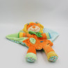Doudou plat lion orange vert bleu jaune feuille NICOTOY