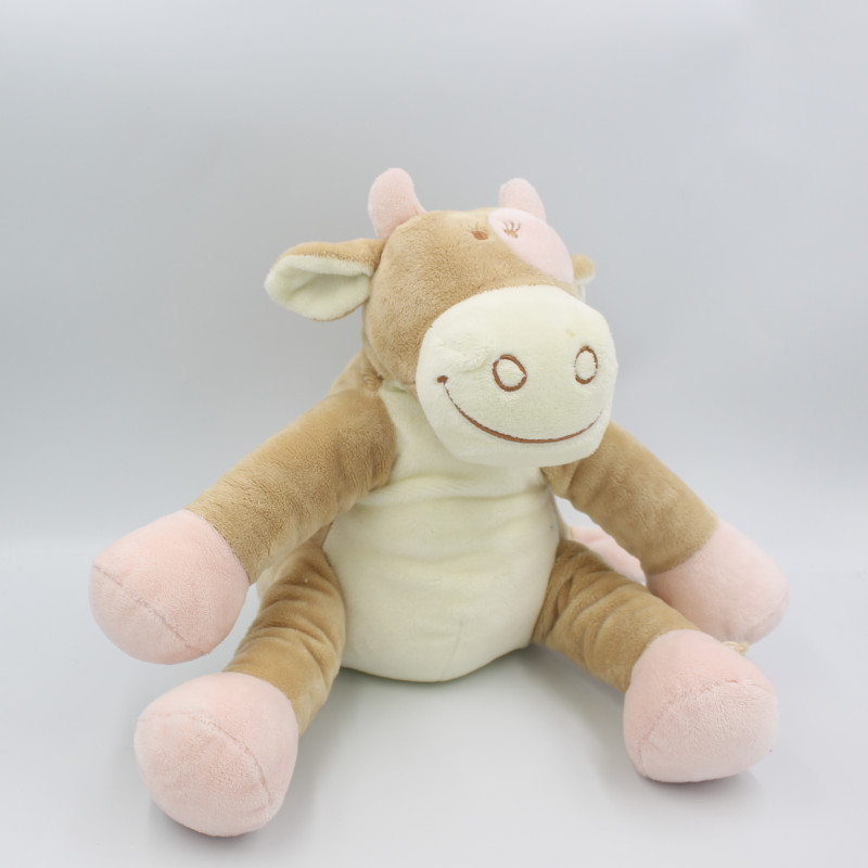 Doudou vache Lola Rosalie beige rose NOUKIE'S 30 cm