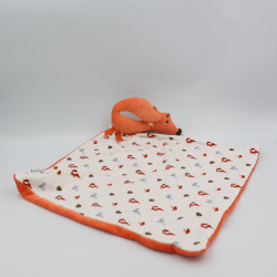 Doudou plat renard orange blanc VERTBAUDET