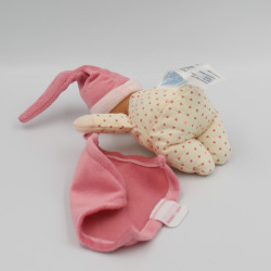 Doudou poupée bébé mouchoir rose coeurs Minirêves COROLLE