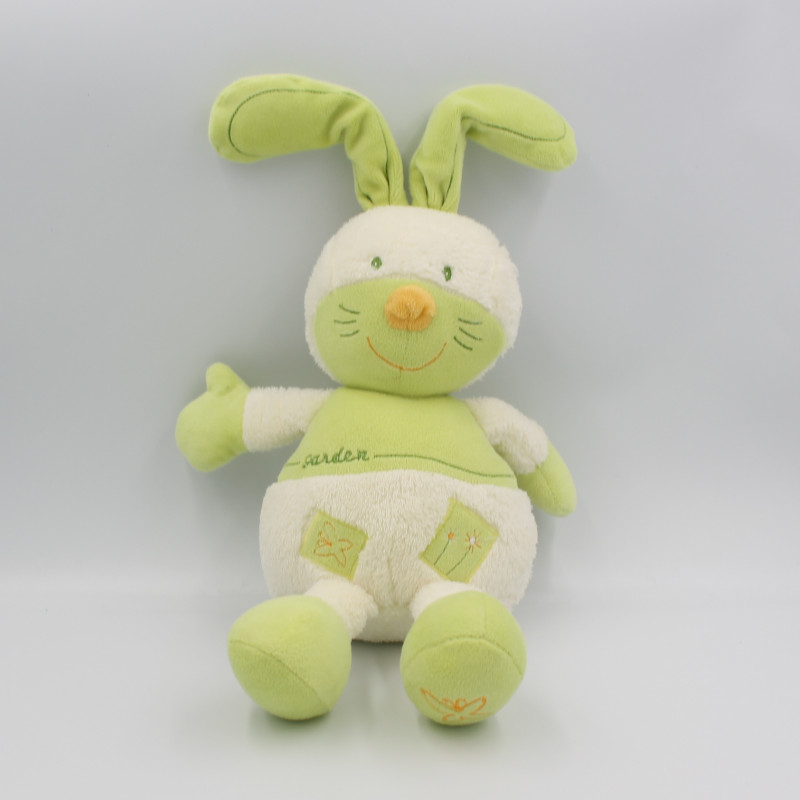 Doudou lapin vert blanc Garden SAUTHON
