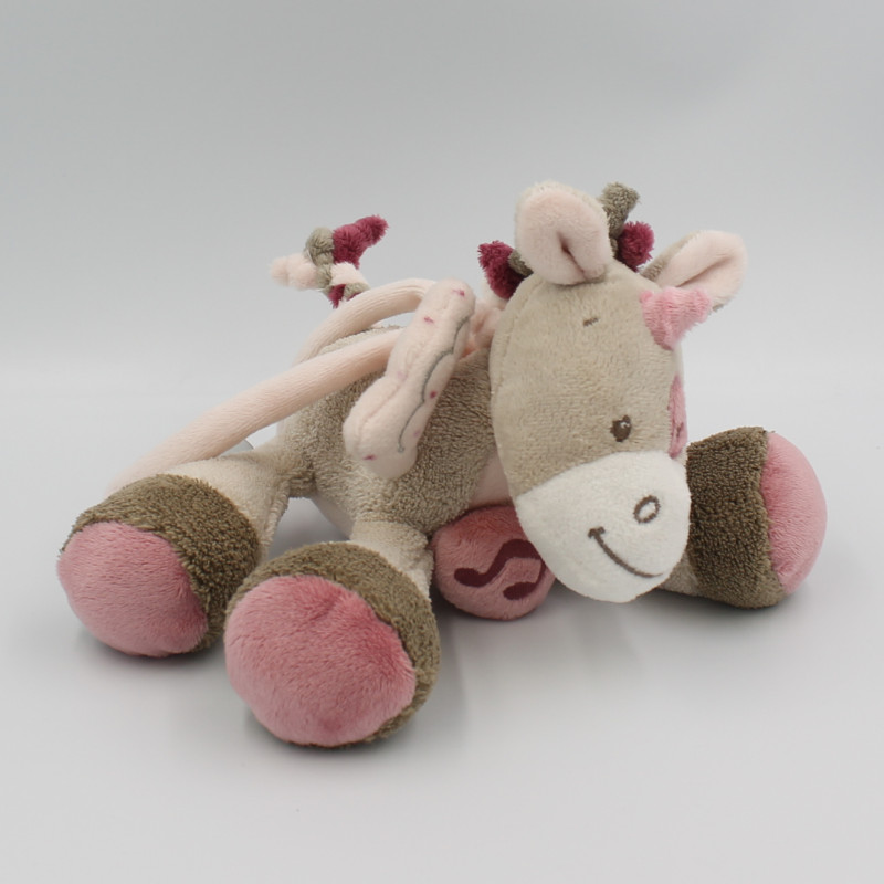Doudou musical Jade la licorne beige marron rose NATTOU