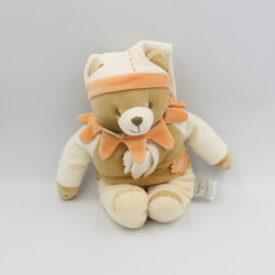 Doudou et compagnie ours arlequin douvelours beige orange blanc mouchoir