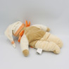 Doudou et compagnie ours arlequin douvelours beige orange blanc mouchoir