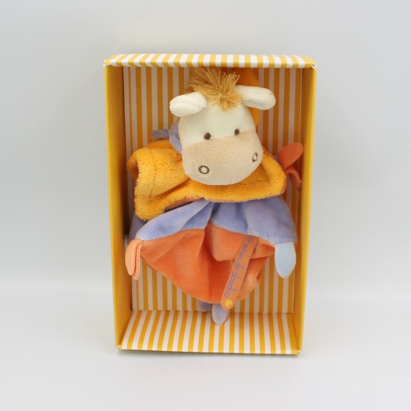 Doudou et Compagnie plat ane cheval Mario jaune mauve Graines de doudou