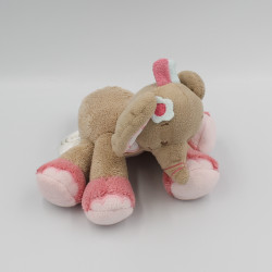 Doudou éléphant beige rose bleu fleurs Charlotte NATTOU