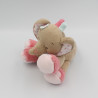 Doudou éléphant beige rose bleu fleurs Charlotte NATTOU