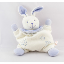 Doudou semi plat mauve blanc Lapin FRANCOISE SAGET