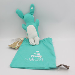 Doudou lapin turquoise Fifou Mon doudou au naturel KADOLIS