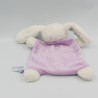 Doudou plat lapin blanc mauve coeurs TEX BABY