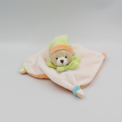 Doudou et compagnie plat ours blanc orange vert bleu