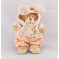 Doudou ours déguisé en lapin rose saumon NICOTOY NEUF