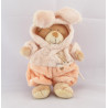 Doudou ours déguisé en lapin rose saumon NICOTOY NEUF