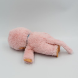 Peluche Singe Kiki rose collier bleu