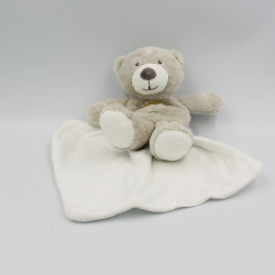 Doudou ours gris beige mouchoir Cajou SUCRE D'ORGE