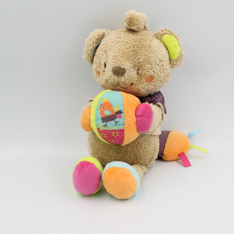 Doudou musical ours beige vert bleu violet rose balle SIMBA TOYS