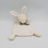 Doudou plat lapin blanc écru rayé beige écharpe marron H&M