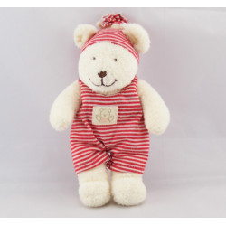 Doudou ours blanc combinaison rayé rouge KIABI