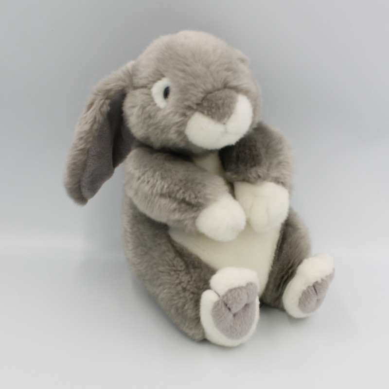 Peluche lapin gris blanc toute douce GIPSY