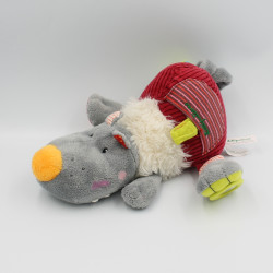 Doudou loup gris rouge Nicolas LILLIPUTIENS
