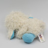 Doudou peluche mouton blanc bleu gros yeux brillant LOOKIZ JEMINI