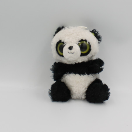 Doudou peluche panda noir blanc vert gros yeux