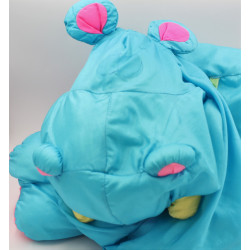 Peluche géante Puffalump hippopotame bleu rose jaune FISHER PRICE 1994