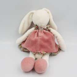 Doudou lapin blanc rose Myrtille et Capucine MOULIN ROTY