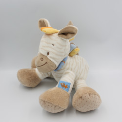 Doudou zébre blanc bleu rayé beige Arthur et Louis NATTOU