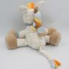 Doudou zébre blanc bleu rayé beige Arthur et Louis NATTOU
