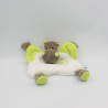 Doudou plat Hippopotame marron blanc vert Bazile l'hippo BABY NAT