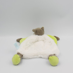 Doudou plat Hippopotame marron blanc vert Bazile l'hippo BABY NAT