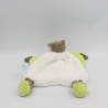 Doudou plat Hippopotame marron blanc vert Bazile l'hippo BABY NAT