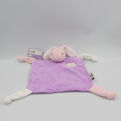 Doudou plat lapin rose mauve Lilas QUE DU BONHEUR