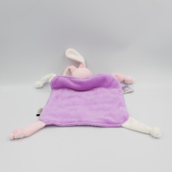 Doudou plat lapin rose mauve Lilas QUE DU BONHEUR