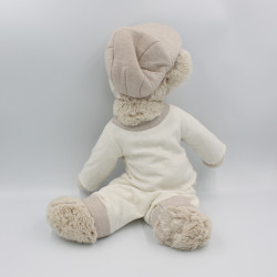Doudou ours beige blanc lin casquette J-LINE