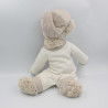 Doudou ours beige blanc lin casquette J-LINE