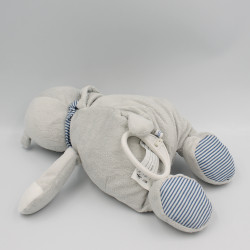 Doudou musical ours gris bleu rayé BOUTCHOU BOUT'CHOU