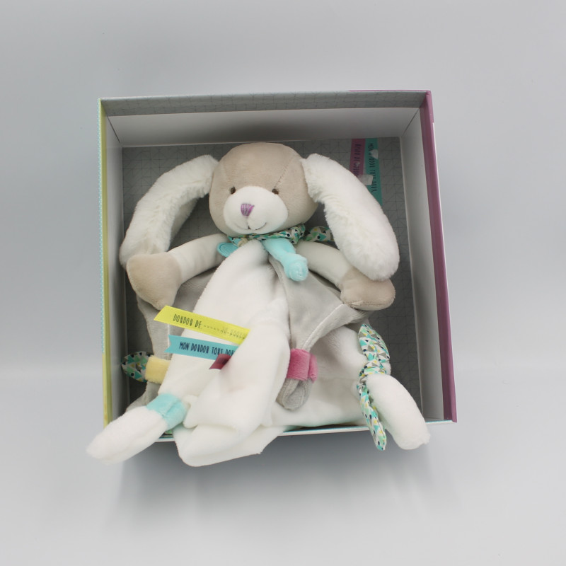 Doudou et compagnie plat chien blanc beige gris bleu rose Toopi