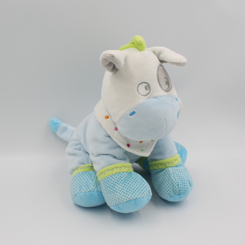 Doudou cheval bleu vert pois MOTS D'ENFANTS