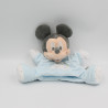 Doudou marionnette bébé Mickey bleu gris mouchoir moutons DISNEY BABY
