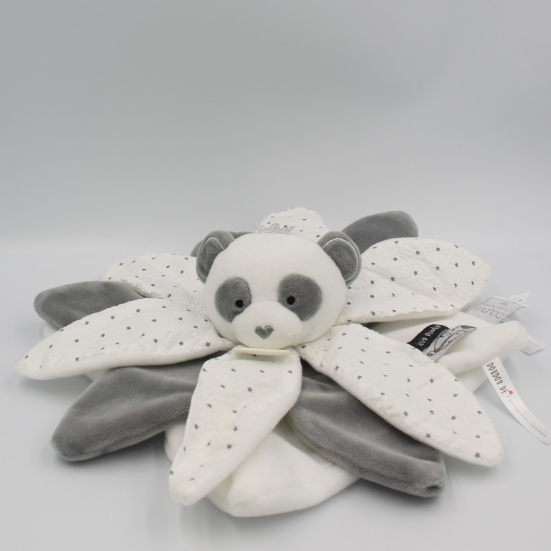 Doudou et compagnie plat panda collector blanc gris étoiles