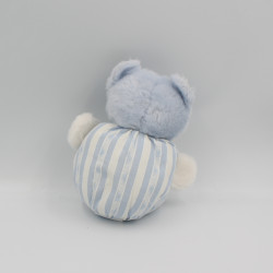 Doudou boule chat ours blanc rayé bleu TARTINE ET CHOCOLAT