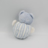 Doudou boule chat ours blanc rayé bleu TARTINE ET CHOCOLAT