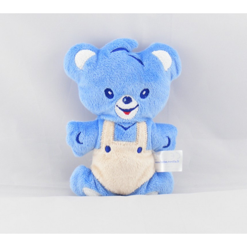 Doudou hochet ours bleu salopette NESTLE 