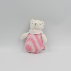 Mini Doudou ours blanc rose rayé JACADI