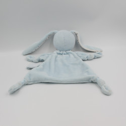 Doudou plat lapin bleu blanc étoiles TEX BABY