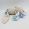 Doudou eveil lapin beige blanc bleu étoiles hochet AUCHAN BABY
