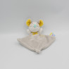 Doudou plat souris gris blanc jaune SUCRE D'ORGE